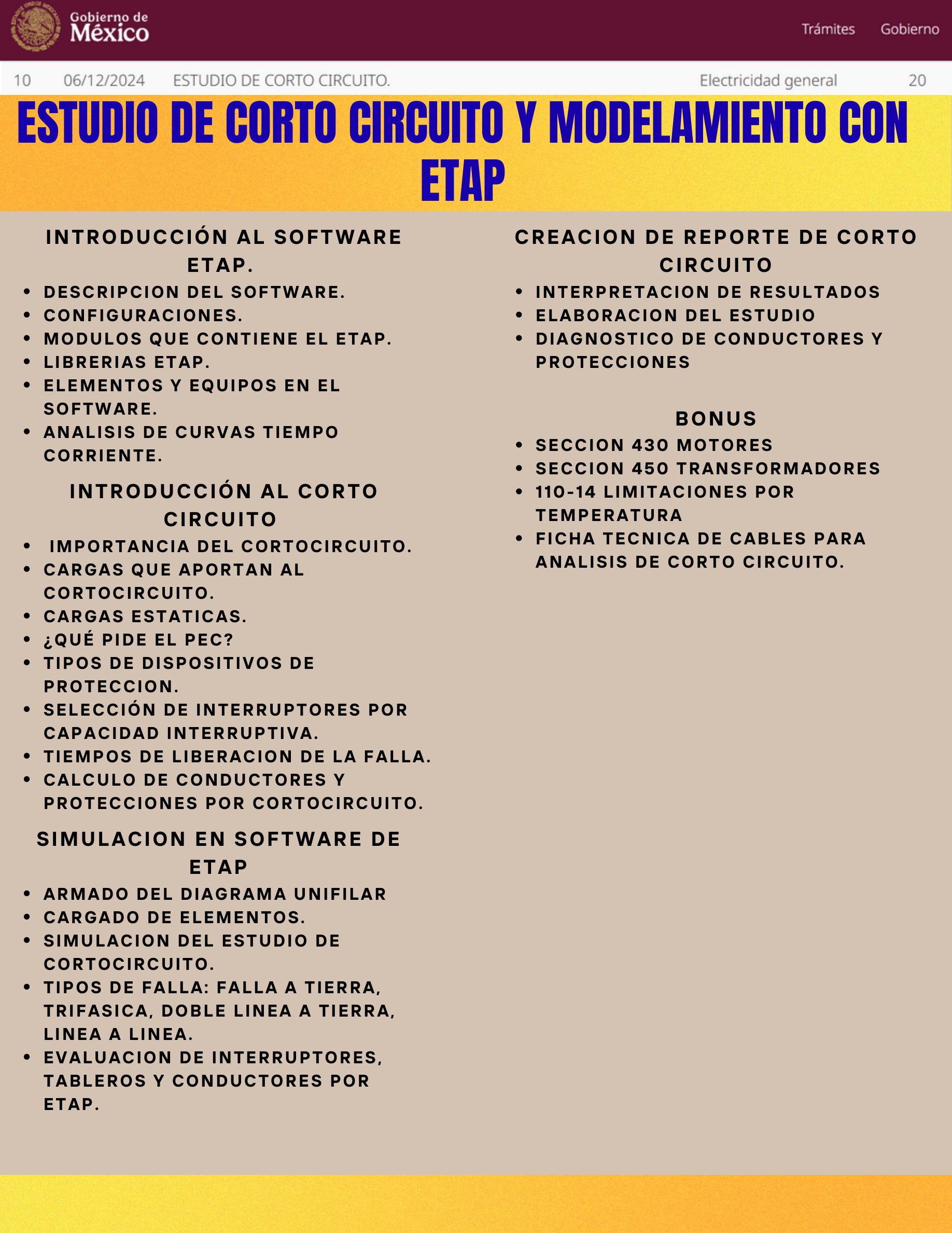 Estudio de Corto Circuito con ETAP
